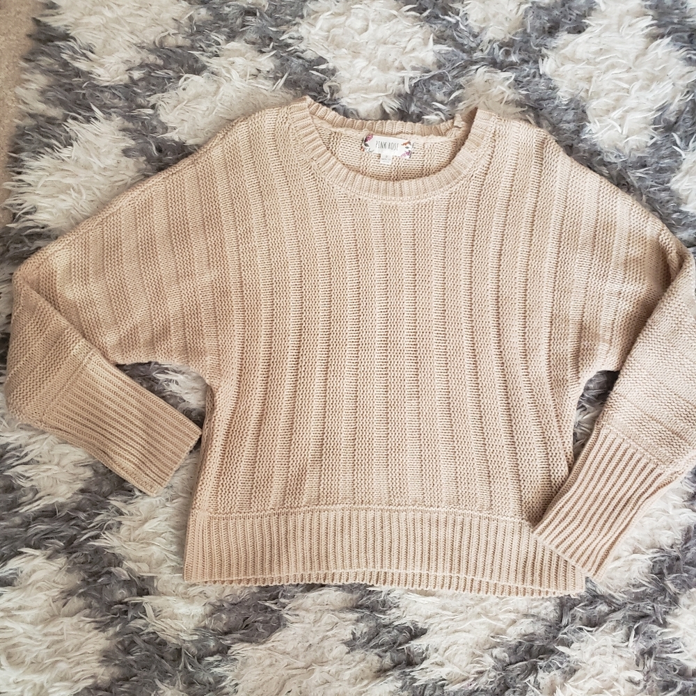 Pink Rose cream sweater small